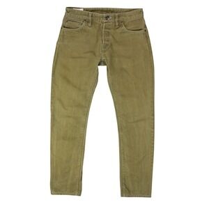 Shockoe Atelier Mens 30 Olive Green Slim Fit Button Fly Jeans Pants USA